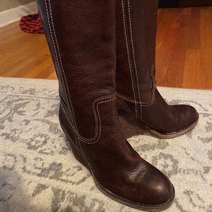 Frye Caroline Campus Wedge Boots.
